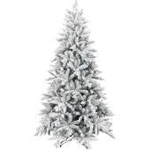 Youjia Weihnachtsbaum 180 cm, schneebedeckt, flammhemmend, Metallfuß, formbare Äste, Grün