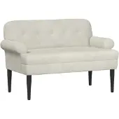 vidaXL Zweisitzer mit Knopfheftung Creme 120 x 66 x 78 cm Samt
