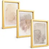 Tulup BILDER SET 3er Set - 20x30 cm Goldrahmen - Warme Aquarell-Pastelltexturen