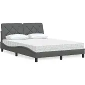 vidaXL Bett mit Matratze Dunkelgrau 140x200 cm Stoff