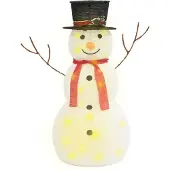 vidaXL LED-Schneemann Weihnachtsfigur Luxus-Stoff 90 cm