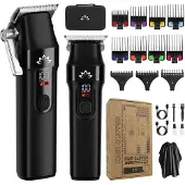 INF Herren Haarschneide-Set, Edelstahl, ABS, Profi- & Detailtrimmer, 19-teilig Schwarz