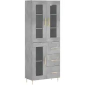 vidaXL Highboard Betongrau 69,5x34x180 cm Holzwerkstoff