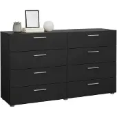 Dmora Kommode Solene, Wohnzimmerbuffet, Wohnzimmer-Sideboard, Moderne Küchen-Speisekammer, 140x40 h82 cm, Schwarz