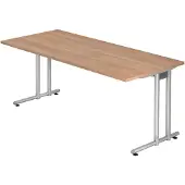 Hjh OFFICE PRO NANO 19 S - 180 x 80 Nussbaum/Silber