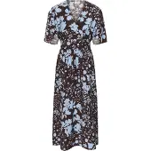 Kaffe Midikleid "Damen Kleid KAnadira", Damen, Gr. 34, N-Gr, braun (coffee bean, blau fog flower), Obermaterial: 83% Viskose CV. 17% Polyamid PA., Kleider Midikleid