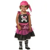 Buttinette Piratin-Kostüm für Kinder, pink/schwarz