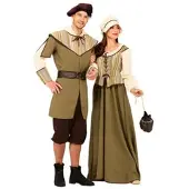 Buttinette Kostüm "Mittelalter" für Damen, oliv-color/natur