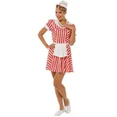Buttinette -Diner Kleid, rot/weiß