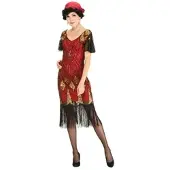 Buttinette Paillettenkleid "20er", rot-gold