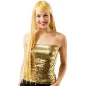 Buttinette Langhaarperücke "Lametta", blond/gold