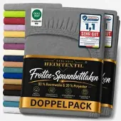 EXKLUSIV HEIMTEXTIL Frottee Spannbettlaken Doppelpack 200 x 220 cm Anthrazit