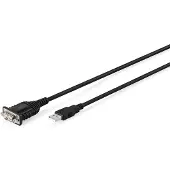 Digitus USB 2.0 auf RS232 Adapterkabel, 1,8 m, integrierter FTDI FT232RNL-Chipsatz, Schwarz, 1,8 m, USB Typ-A, DB-9, Stecker, Stecker