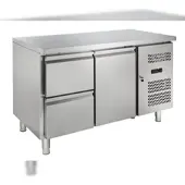 GastroHero Kühltisch ECO 1/2 GN 1/1 214 L Edelstahl Umluftkühlung 0 °C–+8 °C 230 V LED-Thermostat 1350x700x850 mm 1 Tür + 2 Schubladen