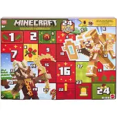 Mattel Minecraft Adventskalender, 3 Actionfiguren (ca. 8 cm), 15 Zubehörteile, 5 Sticker und Code für einen digitalen Gegenstand, 6 Jahr(e), Mehrfarbig, Kunststoff