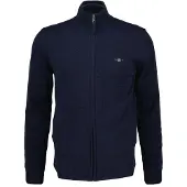Gant Cardigan "SUPERFINE LAMBSWOOL", Herren, Gr. L, blau (schwarz navy melange), Strick, Obermaterial: 100% Wolle, normal, Rippbündchen, Strickjacken Cardigan, Reißverschluss, aus Wolle, regular fit