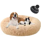 Sonstiges Hundebett Donut Plüsch Waschbar Weich Apricot Ø120cm