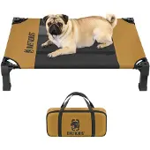 Onetigris Erhöhtes Hundebett 89x63x19cm Braun Atmungsaktiv Leicht zu Reinigen Tragbar
