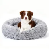 Sonstiges Beruhigendes Hundebett Rund Langer Plüsch Ø80CM Light Grey