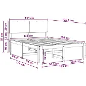 vidaXL Doppelbettgestell mit Kopfteil ROSTOCK Natur 135 x 190 cm