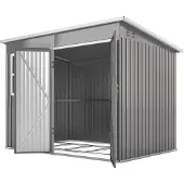 Outsunny Metall Gerätehaus 4,13 m² Geräteschuppen mit Fenster Pultdach Hellgrau