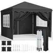 Markenlos Faltpavillon Wasserdicht - Höhenverstellbar - 3 x 3 Meter - Schwarz