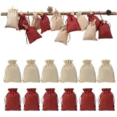 Dripio Jute-Adventskalender 24er Set, 12 natur + 12 weinrot, 10x14 cm