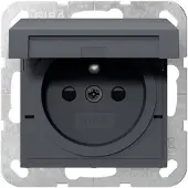 Gira Giersiepen Steckdose mit Erdungsstift System 55 Anthrazit Klappdeckel Safety