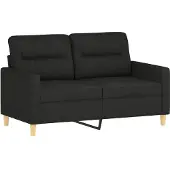 vidaXL 3-tlg. Sofagarnitur mit Kissen Schwarz Stoff