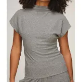 Hunkemoller Top mit kurzarm und Ripp‑Mockneck Grau