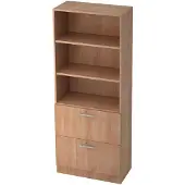Hjh OFFICE PRO SIGNA G 7300 RE - Nussbaum 5 OH Schrank mit Hängeregistratur (abschließbar) Relinggriff Kunststoff