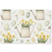 MuchoWow FUSSMATTE Gießkanne - Blumen - Eier Teppichmatte 90x60 cm