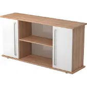 Hjh OFFICE PRO KAPA SB | Sideboard | mit Türen - Nussbaum/Weiß Sideboard Chromgriff Metall