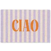 MuchoWow FUSSMATTE Ciao - Zitat - Pastell - Streifen Schmutzfangmatte 90x60 cm