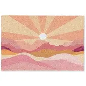 MuchoWow FUSSMATTE Berge - Abstrakt - Sonnenstrahlen - Rosa Sauberlaufmatte 60x40 cm