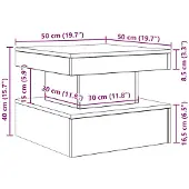vidaXL Couchtisch mit LED-Leuchten Schwarz Eichen-Optik 50x50x40 cm