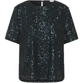 Kaffe Kurzarmbluse "Damen Bluse kurzarm KAlila", Damen, Gr. XS, grün (dunkelgrün sequin), Obermaterial: 100% Polyester PES., Blusen Kurzarmbluse