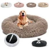 Sonstiges Hundebett Waschbar Rund Plüsch Hundekissen 70x70x20cm Coffee
