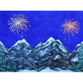 My Village Hintergrund Leinwand LED Feuerwerk 76X56 cm Weihnachten (multi)