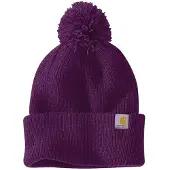 Carhartt Damen Strickmütze mit Pom-Pom, Aubergine, Einheitsgröße