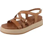 Tamaris Damen Riemchen Sandalette braun cognac Glattleder - Größe: 39