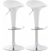 CLP 2er Set Barhocker Saddle mit drehbarem Kunsttoffsitz und Fußablage | Farbe weiß
