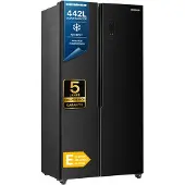 Heinner HSBS-HM442NFGBKE++, Freistehend, Amerikanische Tür, Schwarz, 2 Tür(en), Berührung, LED