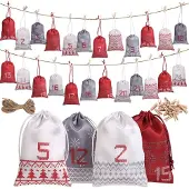Dripio Adventskalender zum Befüllen, 24 Jutebeutel, Weihnachtskalender