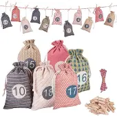 Dripio Adventskalender zum Befüllen, 24 Jute-Säckchen mit Zahlen