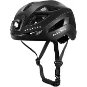 RockBros ZK-077 Fahrradhelm mit integrierter multidirektionaler Beleuchtung, Größe 57–61 cm Schwarz