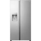 Hisense Side-by-Side "RS5P528ST", Energieeffizienz: E, silber (inox), B:91,1cm H:178,6cm T:61,5cm, Kühlschränke, Wasser-& Eisspender, Side-by-Side