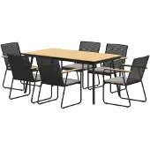Outsunny Sitzgruppe 7-teilig Metall Essgruppe für 6 Personen Esstisch mit Tisch
