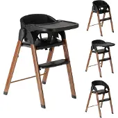 Deryan Luxe Kinderhochstuhl - Mitwachsend - Klappbar - Schwarz/Holzoptik