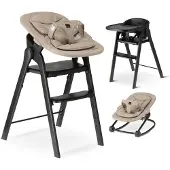 Deryan Luxe Hochstuhl mit Babywippe - Mitwachsend - Schwarz/Nougat